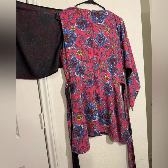 Prabal Gurung Floral Print A Line Pink Blue Mini Dress Womens Size 12 - Picture 10 of 11